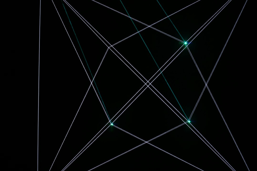Abstract digital network of glowing connected data points